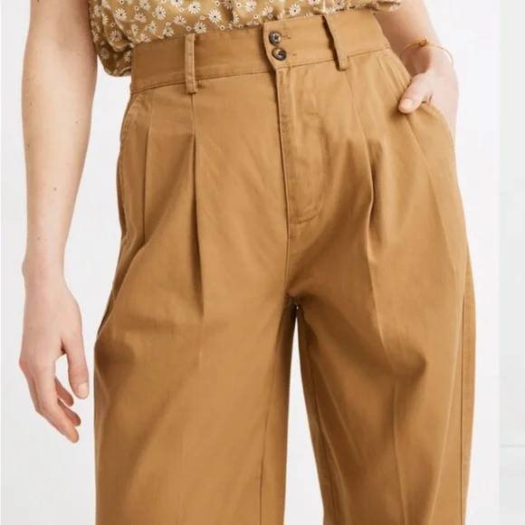Madewell Pleated Taper Wide-Leg Pants - Picture 2 of 14